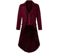 Mens Tuxedo Jackets Victorian Steampunk Medieval Trench Jackets with Lapel Frock Coats Uniform Carnival Halloween Cosplay Costume Retro Uniform Coat Suit Victorian Guest Wedding Suit