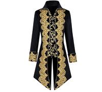 Mens Tuxedo Jackets Victorian Steampunk Victorian Swallowtail Jackets Halloween Longline Trench Coat Formal Outwear Frock Coats Uniform Wedding Suit Autumn Casual Lapel Collar Overcoat A-Black