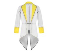Men's Tuxedo Medieval Costume Vintage Tailcoat Medium Length Punk Men's Coat Halloween Vampire Clothing Cosplay Rock Victorian Carnival Party Suit Jacket, White, S