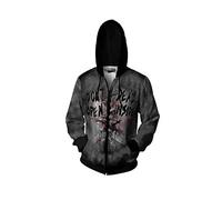 Mens TWD Zombie Hoodie Skeleton Skull Hooded Sweatshirt Zip Up Jacket Walking Cosplay Dead Long Sleeve Pullover 2XL