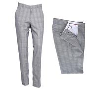 Mens Tweed Check Golf Sta Press Trousers Slim Fit 60s 70s Mod Retro Pants (Prince of Wales Check, 38" Waist)