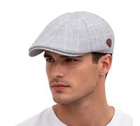 Mens Tweed Flat Cap, Vintage Newsboy Irish Beret Style, Adjustable 57-61cm, Classic Golf Hat (Spring Autumn Winter) Light Grey
