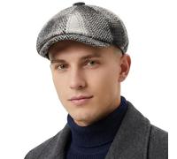 Mens Tweed Flat Cap Warm 8 Panel Vintage Newsboy Cap Men Beret Baker Boy Hats for Men British Style Mens Flat caps UK Unisex for Autumn Winter (UK, Alpha, One Size, Black)