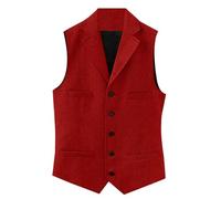 Men's Tweed Suit Vest Western Herringbone Casual Waistcoat for Groomsman Formal Single Breasted Gilet Waistcoat for Office, Weddings & Smart Casual Outfits