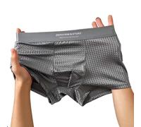 Men's Twill Boxer Shorts Breathable Smooth Glossy Trunks(Dark Gray L)