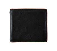 Men's Two-Colour Pebble Grain Leather Bifold Wallet with RFID Blocking - Black/Dark Tan / One