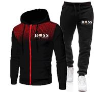 Men's Two Piece Outfit Athletic Full Zip Tracksuits Sports Casual Sweat Suit Slim Fit Warm Up Two-Piece Set Jogger Jacket Fleece Tracksuit Bottoms Christmas(Black,M)