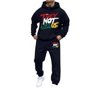 Men's Two Piece Outfit Full Zip Hoodie Top Bottoms Drawstring Joggers 2 Piece Sets Long Sleeve Hooded Gym Sweatsuits Sweatsuits Sets 2 Piece Casual Sweat Suits Holiday Clothes (Navy, L)