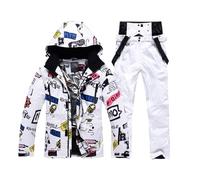 Men's Two Piece Ski Suit Set, Men's Winter Warm Graffiti Printing Hooded Jacket And Pants Set, Insulated Waterproof Waterproof Snowboard Snowsuits, For Snow Sport (Color : I, Size : XXL)