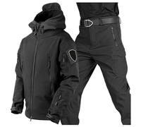 Men's Two-Piece Tactical Suit, Men's Tactical Jacket and Pants Set, Outdoor Hunting Paintball Airsoft Casual Clothes Outdoor (Black,M)