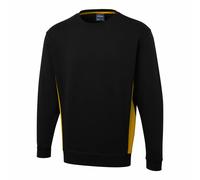 Uneek UC217 Two Tone Crew New Sweatshirt Black/Yellow 4XL Colour: Blac 4XL