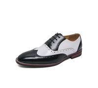 Men's Two-Tone Wingtip Brogue Shoes Classic Business Dress Oxfords Black