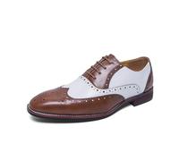 Men's Two-Tone Wingtip Brogue Shoes Classic Business Dress Oxfords Brown