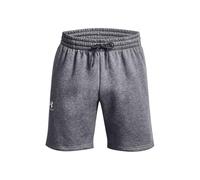 Men's UA Essential Fleece Shorts, Pitch Gray Medium Heather / White, XX-Large