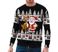 Mens Ugly Christmas Jumper 3D Printed Xmas Pullover Funny Sweatshirt Long Sleeve Sweater Offensive Novelty Christmas Pullover Plus Size Blouses Causal Sweatshirt Crewneck Shirt for Party Black Golf 2x