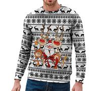 Mens Ugly Christmas Jumper 3D Printed Xmas Pullover Funny Sweatshirt Long Sleeve Sweater Offensive Novelty Christmas Pullover Plus Size Blouses Causal Sweatshirt Crewneck Shirt for Party Black Golf 2x
