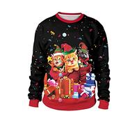 Mens Ugly Christmas Jumper UK Sale Clearance Xmas Funny Printed Dog Cat Sheep Sweatshirt Long Sleeve Tops Round Neck Shirt Novelty Jumpers Loose Blouse Party Celebration Event Sweater