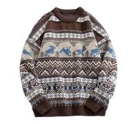 Mens Ugly Christmas Jumpers, Mens Knitted Jumper Men's Nordic Fair Isle Style Knitted Warm Cosy Funny Xmas Jumper Men's Christmas Pullover Sweater Xmas Jumpers Men Christmas Pullover for Men