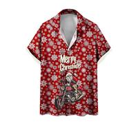 Men's Ugly Christmas Shirt Funny Santa Claus Reindeer Shirts Short Sleeve Tshirt Xmas Lapel Shirt Button Down Shirts Novelty Graphic Pullover Snowflakes Print Tops Holiday Casual Blouse