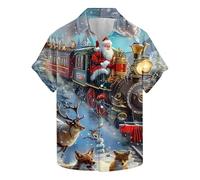 Men's Ugly Christmas Shirt Santa Claus Reindeer T Shirt Christmas Tree Snowman XmasT-Shirts Short Sleeve Shirts Button Up Tops Hawaiian Sweatshirts Pullover Lightweight Shirt Party Tshirt Gift for Men