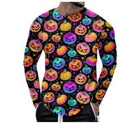 Mens Ugly Halloween Pumpkin Bat Shirts Printed Button Down Casual Short Sleeve Horror Ghost Themed Hawaiian Shirt Horror Themed Gifts Funny Mens Halloween Costume (Purple, L)