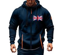 Men's UK England Flag Style Stylish Loose Fit Drawstring Pockets Hoodie Hooded Hood Sweatshirts Printed Zip-Up Hoodie Long Sleeve Casual Comfortable Polyester Lightweight Trendy Streetwear Jacket
