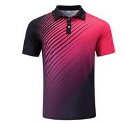 Men's UK Polo Shirts Men's Golf Tops | Small Size Button Down Lapel Regular Fit Vintage Breathable Business Work Lightweight Casual Wear Hot Pink M
