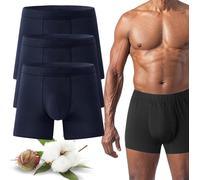 Men's Ultra Absorbent Incontinence Boxer Briefs, Leak Proof Washable Reusable Comfortable Cotton Protective Boxer Underwear (Navy Blue-3,XXXX-Large)