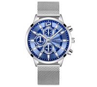Men's Ultra-Thin Mesh Strap Dazzling Digital Quartz Work Watch Three Eyes, a