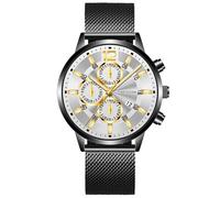 Men's Ultra-Thin Mesh Strap Dazzling Digital Quartz Work Watch Three Eyes, O