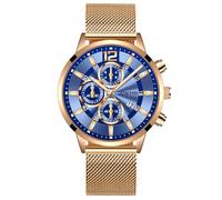 Men's Ultra-Thin Mesh Strap Dazzling Digital Quartz Work Watch Three Eyes, R