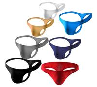 Men's Ultra-Thin Seamless Thong G Strings Ice Silk Breathable Low-Waist Underwear Soft Comfort Pouch Bulge Briefs (Colorful2-7PCS,XXL)