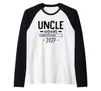 Mens Uncle Again 2027 Second Time Uncle Pregnancy Announcement Raglan Baseball Tee
