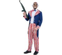 Mens Uncle Sam Horror Costume Halloween Fancy Dress Outfit Mask