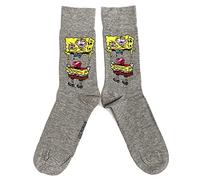 Mens Under The Sea Square Sponge Eyes Grey Socks 6-11 UK / 39-45 Eur / 7-12 US