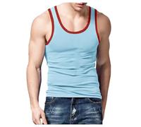 Mens Undershirts Vest Cotton Singlet Vests Underwear Mens Vest Undershirt Mens Vest Tank Tops Running Vest Mens Breathable Mens Checked Shirt with Hood (Light Blue, L)
