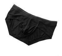 Men's Underwear, 1 Pack, Ice Silk U Convex Pouch Briefs, Breathable Low Waist Solid Color, Sporty Daily Wear for Men(M Black)