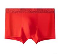 Men's Underwear, 1 Pack, Red Dragon Print Boxer Shorts, Mid Waist U Convex Pouch Design, Breathable Stretch Trunks for Daily Wear(L Red5)