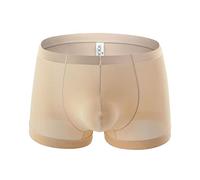Men'S Underwear 2Pcs Summer Cool Ice Silk Men Underwear Seamless Transparent Boxer Shorts Ultra Thin Sheer Breathable Comfortable Panties-D Skin Color,Xl