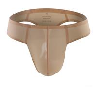 Men's Underwear, 3-Pack Ice Silk Seamless Thong with Low Waist T-Back Design and U-Shaped Bulge Pouch for Men(2XL Beige)