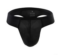 Men's Underwear, 3-Pack Ice Silk Seamless Thong with Low Waist T-Back Design and U-Shaped Bulge Pouch for Men(2XL Black)