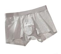 Men's Underwear, 3-Pack Jacquard Mesh Boxer Shorts with Lace Trim, Breathable Sheer Design, Ultra-Thin Ice Silk Fabric, for Men Seeking Lightweight Comfort(3XL Gray)