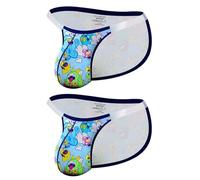 Men's Underwear Boxer Brief 1/2/3 PCS Men Underwear Briefs Funny Cartoon Print Men's Panties Low Waist Man Sexy Bikini Briefs Assorted Colors(2MP2992-BU,2XL)