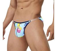 Men's Underwear Boxer Brief 1/2/3 PCS Men Underwear Briefs Funny Cartoon Print Men's Panties Low Waist Man Sexy Bikini Briefs Assorted Colors(MP2992-BU,Sky blue)