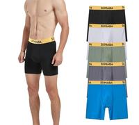 Men's Underwear Boxer Brief Big and Tall Long Leg Bamboo Underwear Pack - Multi - Large