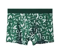 Mens Underwear Boxer Briefs, Men's Ice Silk Underwear Summer Flat Corner Pants Mid Waist Breathable Comfortable Thin Seamless Printed Design Four Corner Waistband