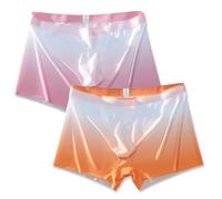 Mens underwear boxer briefs pack with pouch ice silk for man bugle convex sexy Breathable seamless panties Green pack (UK, Alpha, L, Regular, Regular, Pink and Orang)