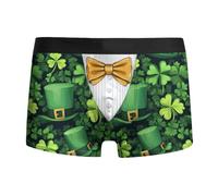 Men's Underwear Boxers, St Patrick's Day Novelty Briefs for Men Irish Themed Printed Underwear Comfortable Stretch Fit Breathable Fabric