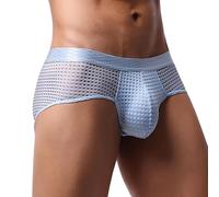 Men'S Underwear - Breathable 'S Large Mesh Mesh Sexy Gay Low Waist Wide Belt Briefs Color Comfortable Fashion Design (Light Blue, Xl)