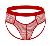 Men's Underwear Briefs Erotic Mesh Jockstrap See Through Jock Strap Low-Rise Bulge Pouch Cosplay Costume Slips for Birthday Christmas Xmas Party Red